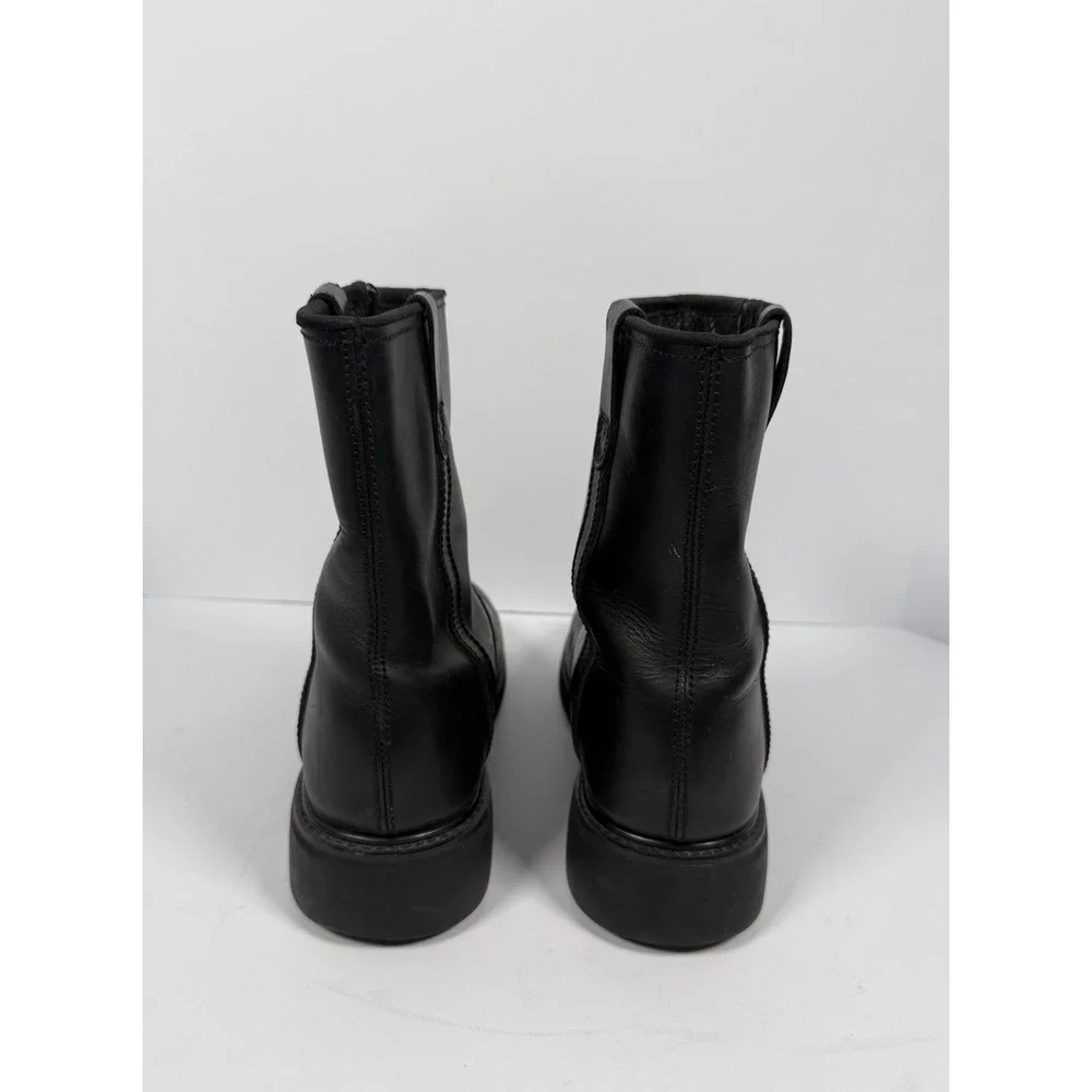 Honda Black Leather Motorcycle Boots Mens 10 Vintage Side Zip Biker 79020